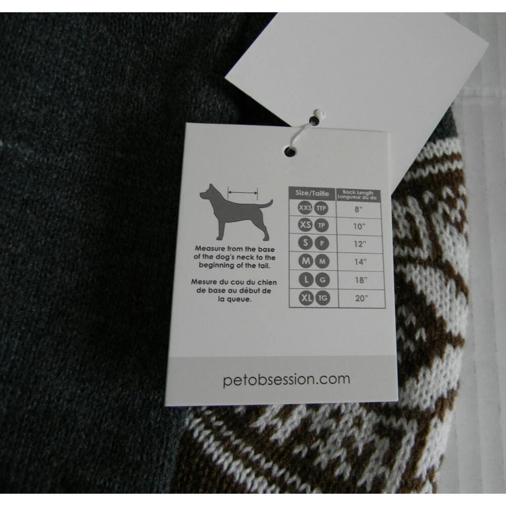 Pet Posse Dog Sweater Gray Brown Fall Size Medium Photos Pet Apparel NWT